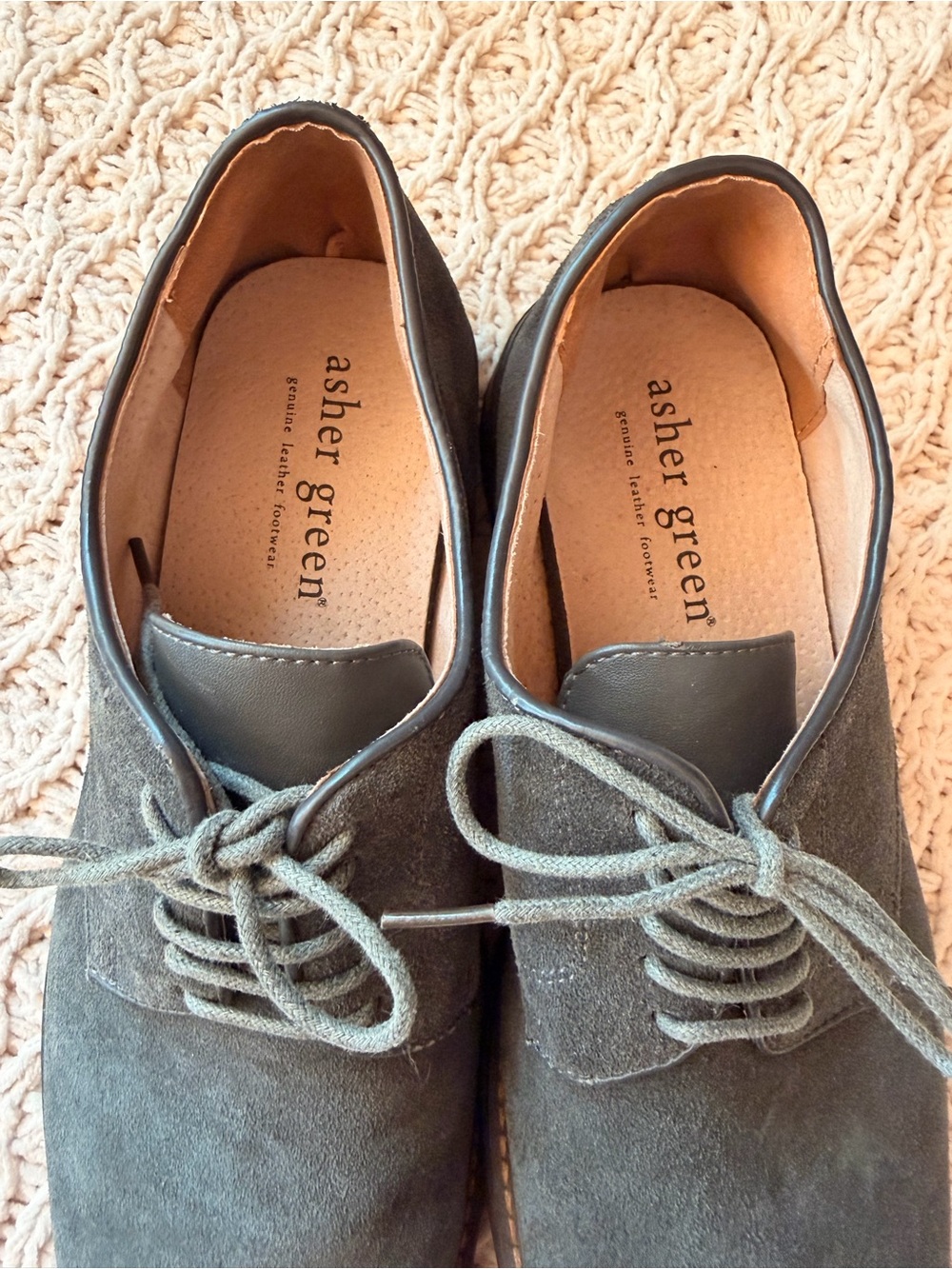Asher Green Women's Gray Suede Lace-Up Oxfords